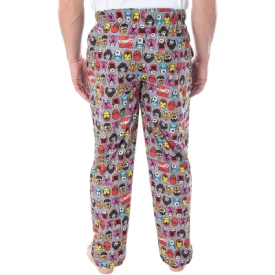 Marvel Men's Vintage Comic Character Faces Adult Sleep Lounge Pajama Pants Hero Faces image {2}