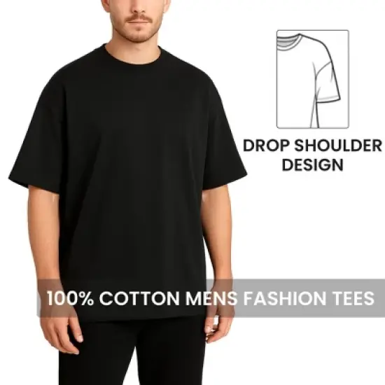 Blu Rock Men's Oversized Heavyweight Cotton Crew Neck Short Sleeve Tee Loose Fit Tops image {2}