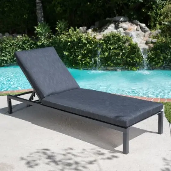 Modern Aluminum Dark Gray Patio Chaise Lounges with Water-Resistant Cushions, Foldable Outdoor Accent Chair-Christopher Knight Home Outdoor Furniture image {2}