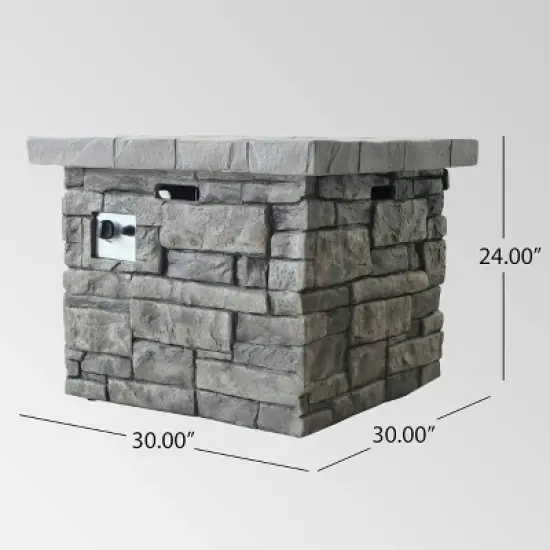 Angeles Outdoor Square Fire Pit - Gray - Christopher Knight Home image {2}