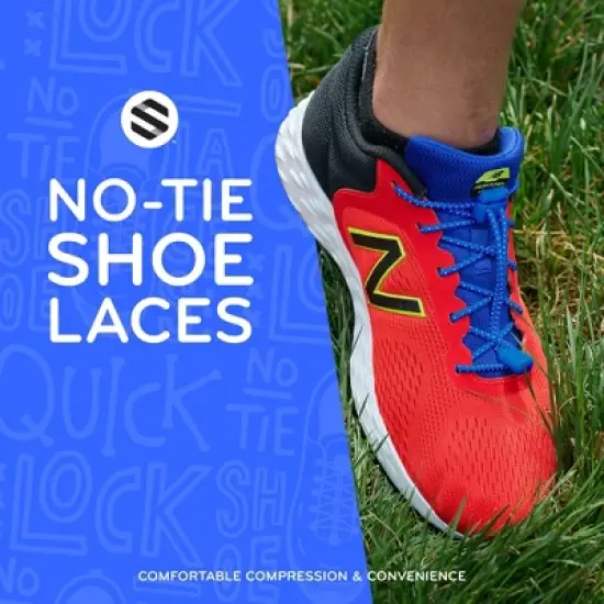 The Original Stretchlace Quick Lock No-Tie Elastic Shoelaces &ndash; Blue Adjustable Shoe Laces (1 Pair) image {6}