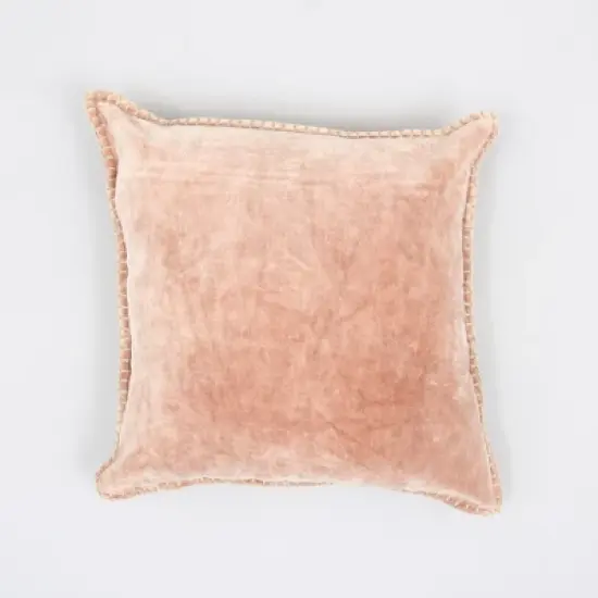 Chery Life Stonewashed Cotton Velvet Throw Pillow with Decorative Handstiched Edges-19X19" image {11}