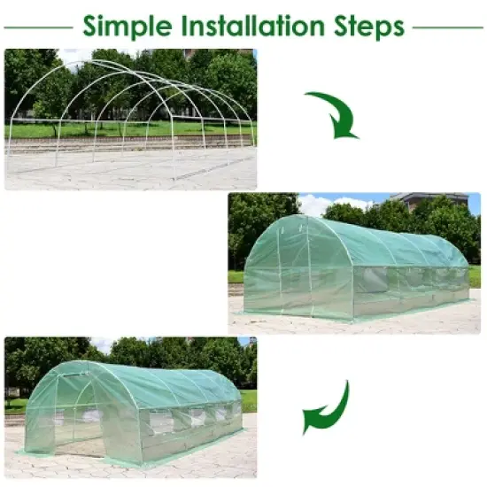 Costway 10'X6.5'X20' Walk-in Greenhouse Backyard Grow Tents Steel Frame 8 Windows image {4}