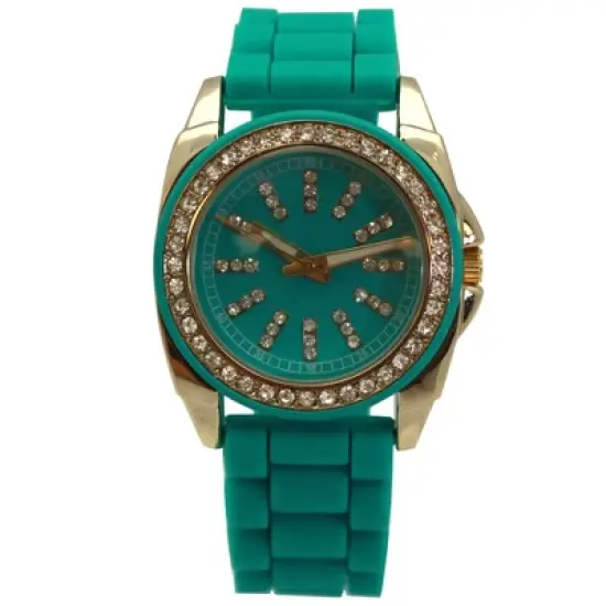 Olivia Pratt Bright Silicone Band with Rhinestones Numeral Women Watch image {4}