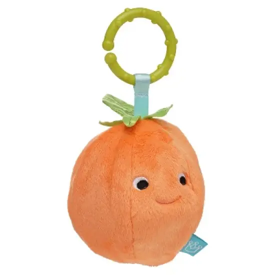 Manhattan Toy Mini-Apple Farm Orange Baby Travel Toy with Rattle, Squeaker, Crinkle Fabric & Teether Clip-on Attachment image {5}