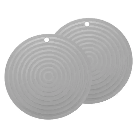 Unique Bargains Round Heat Resistant Silicone Trivet Mat with Hang Hole 2 Pcs image {9}