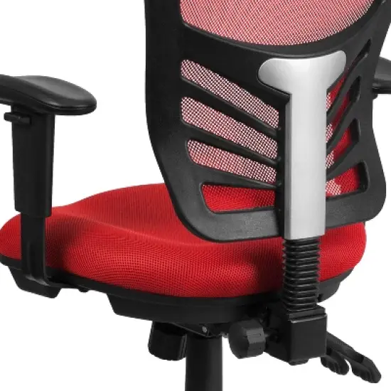 Emma and Oliver Mid-Back Mesh Triple Paddle Swivel Ergonomic Office Chair with Adjustable Arms image {4}