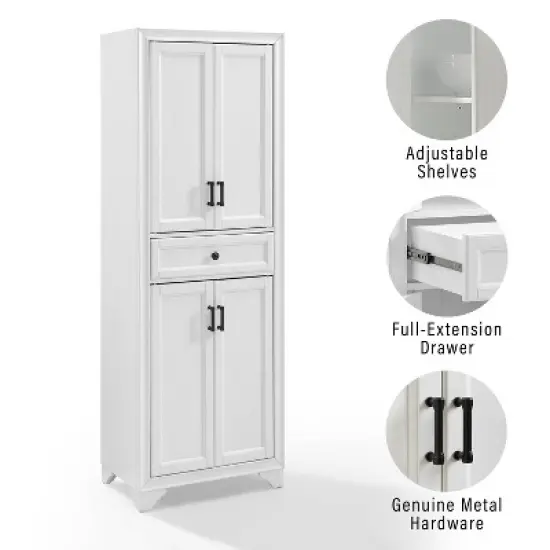 3pc Tara Sideboard and Pantry Set Distressed White - Crosley image {4}