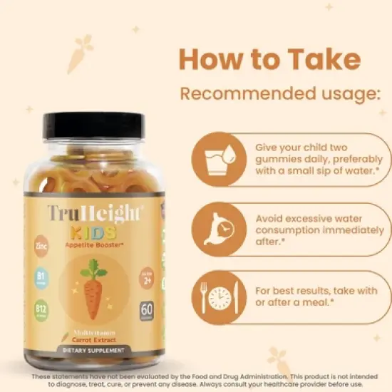 TruHeight Kids Appetite Booster Gummies (Ages 2+) All Natural Toddler, Kids & Teens Appetite Stimulant to Eat More - Pediatrician Recommended Vitamin image {2}