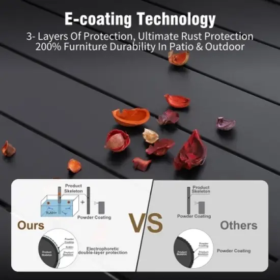 Captiva Designs 8pc Patio Dining Set with Rectangular Steel Table & Black Steel Chairs & Blue Umbrella image {3}