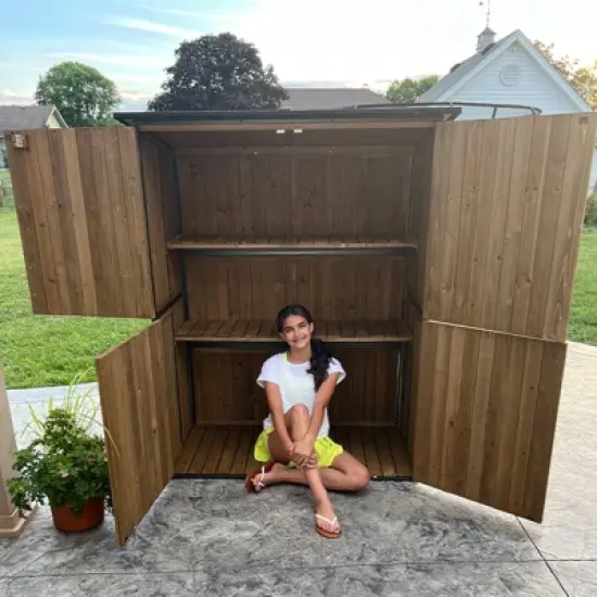 Aivituvin Wooden Garden Shed with Metal Frame | Adjustable Shelf for Outdoor Storage-AIR98/99 image {3}