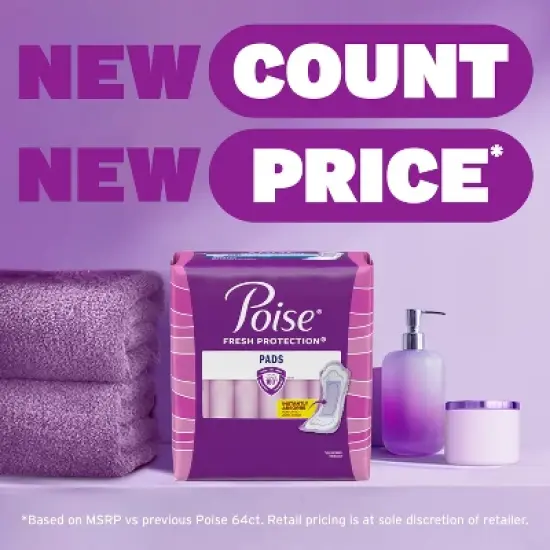 Poise Maximum Absorbency Incontinence Pads - Long - 60ct image {2}