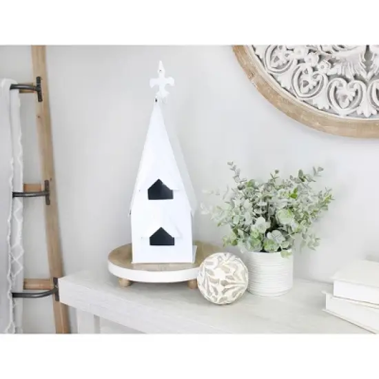 AuldHome Design White Enamel Coated Decorative Birdhouse; Farmhouse Birdhouse for Indoors or Outdoors image {2}