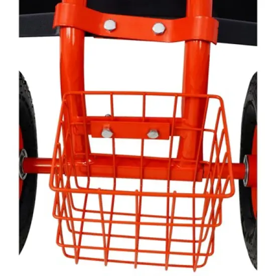 Rolling Garden Scooter Garden Cart Seat with Wheels and Tool Tray, 360 Swivel Seat,Red---refurbished image {2}