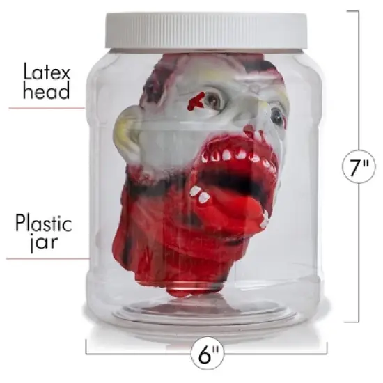 Skeleteen Laboratory Head in Jar - Gory Fake Severed Face Scary Party Decorations Props for Insane Halloween Haunted House D&eacute;cor image {4}