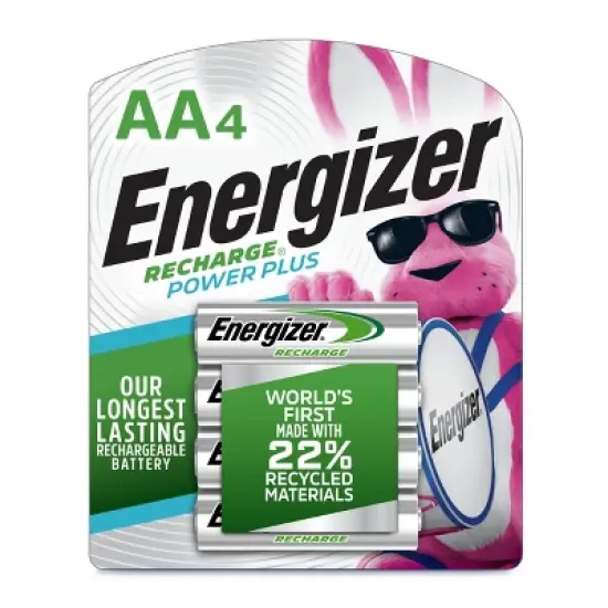 Energizer 4pk Power Plus Rechargeable AA Batteries: 2300mAh, 1.2V, Silver image {9}
