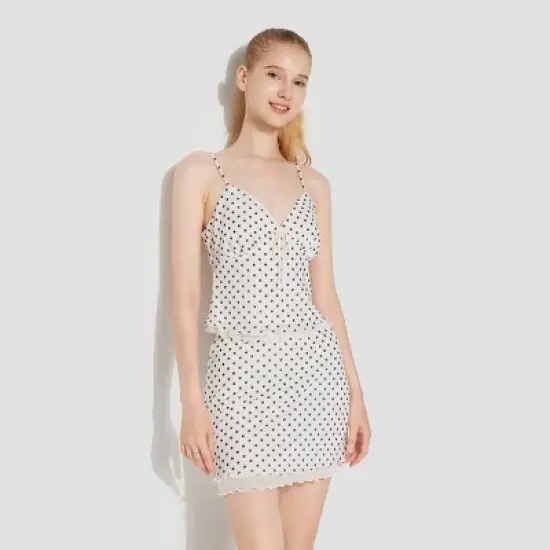 Women's High-Rise Mesh Mini Skirt - Wild Fable&trade; Off-White Polka Dots image {2}