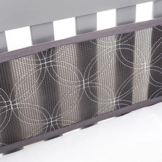 BreathableBaby Breathable Mesh Crib Liner - Deluxe Embroidered Collection - Gray Links image {8}