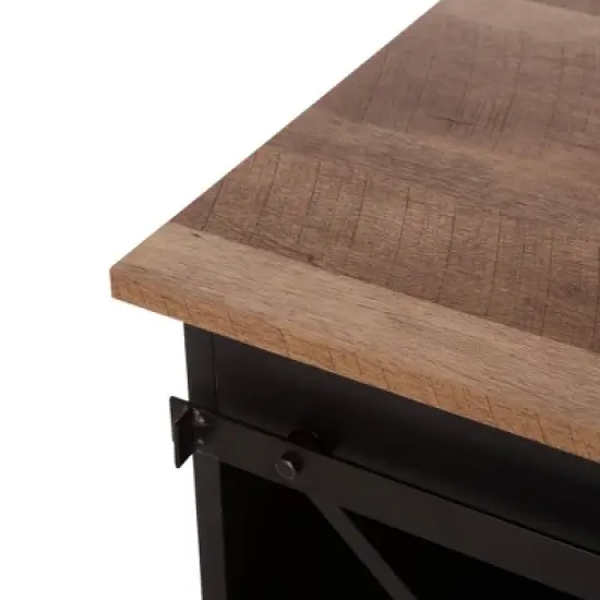 Modern Industrial Wine Cabinet with Sliding Door Brown - Glitzhome image {8}