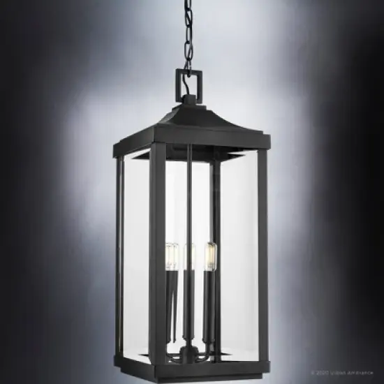 Urban Ambiance Luxury Farmhouse Outdoor Pendant 23.75''H x 9.5''W,  Midnight Black Finish,  Calderdale Collection, UHP1401 image {3}