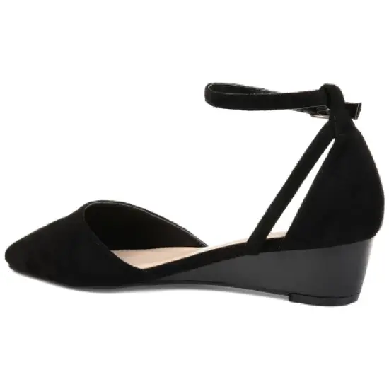 Journee Collection Womens Arkie Buckle Pointed Toe Sliver Wedge image {6}