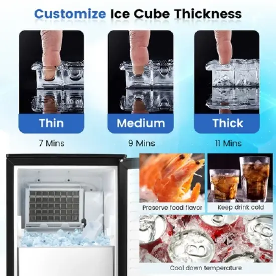 Costway Ice Maker Free-Standing/Under Counter Machine 80lbs/Day with External Drain Pump image {1}