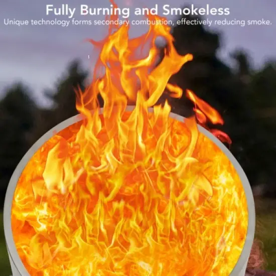 20.5" Smokeless Fire Pit, Portable Stainless Steel Wood Burner with Air Switch & Ash Pan, 80% Less Smoke, Even Heat for Camping/Backyard image {5}