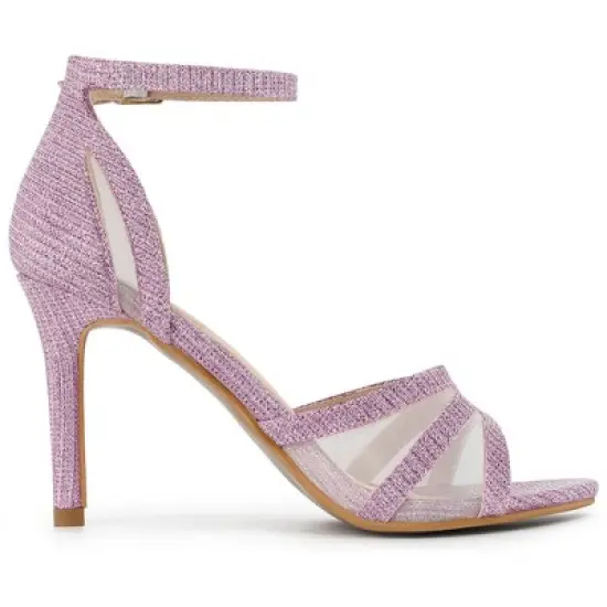 Allegra K Women's Glitter Ankle Strap Stiletto Heels image {5}