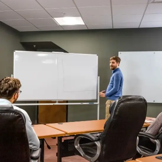 Sunnydaze Double-Sided Magnetic Mobile Whiteboard with Markers - 73.75" W x 21" D x 77" H image {10}