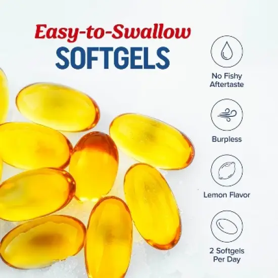 Omega 3 Fish Oil + CoQ10 Softgels, Omega-3 with CoQ10 Supplement for Heart Health, Cellular Energy, & Antioxidant Support, Lemon, MAV Nutrition, 60ct image {7}