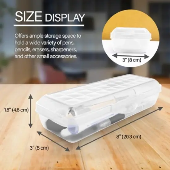 BAZIC Products&reg; LUCENT Pencil Case Organizer Box, 8", Clear, Pack of 12 image {2}