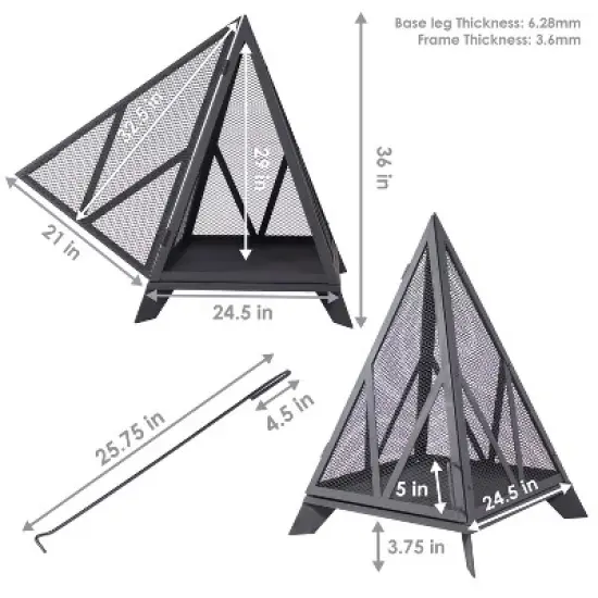 Sunnydaze Majestic Pyramid Steel Mesh Fire Pit - Black image {3}