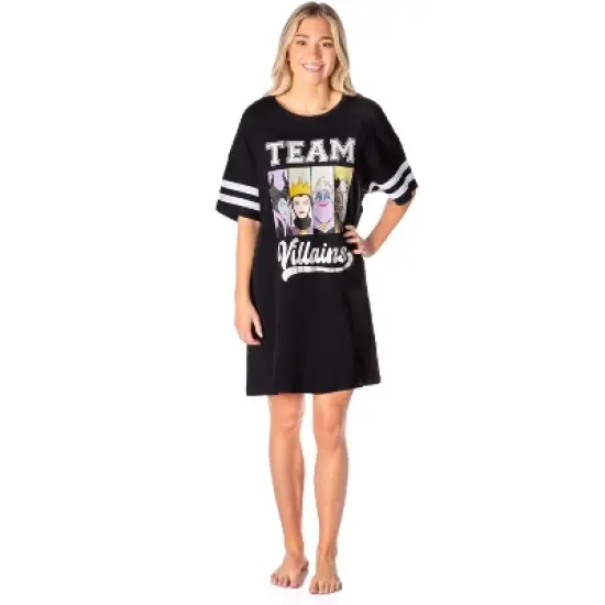 Disney Villains Womens' Ursula Maleficent Nightgown Pajama Shirt Dress Black image {3}