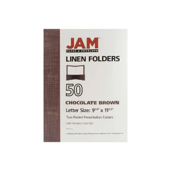 JAM Paper Two-Pocket Textured Linen Business Folders Chocolate Brown 386LBRA image {8}