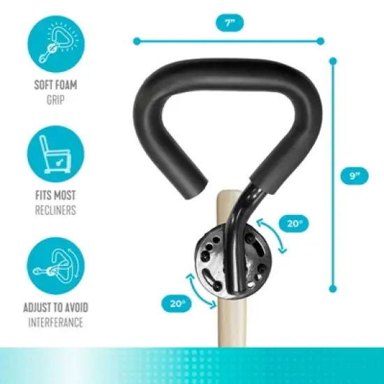 Stander Lever Extender Plus, Oversized Handle and Secure Fit for Recliner Chairs, Black image {5}
