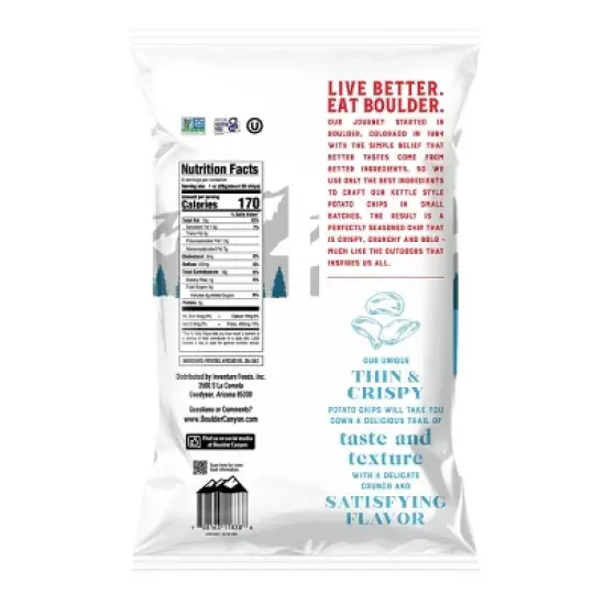 Boulder Canyon Avocado Oil Sea Salt Thin & Crispy Potato Chips - 6oz image {1}