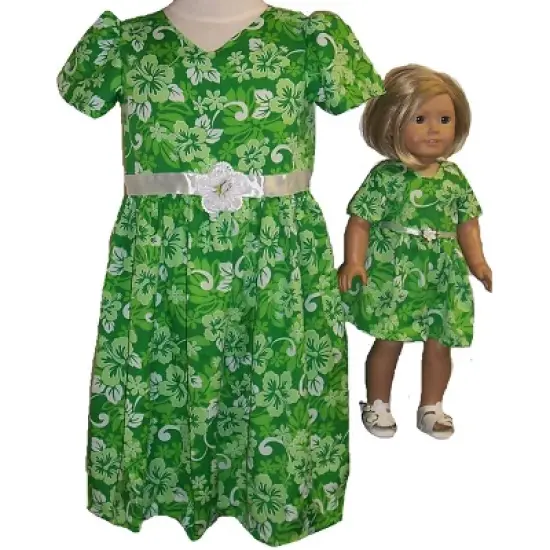 Doll Clothes Superstore Size 5 Girl Matching Girl & Doll Green Dress image {1}