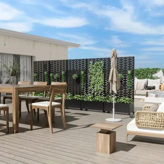 PexFix Outdoor Metal Trellis with Planter Box in Bricks Pattern image {1}