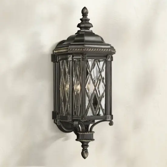 Minka Lavery Vintage Outdoor Wall Light Fixture Black 25 1/4" Clear Beveled Glass for Post Exterior Barn Deck House Porch Patio image {1}