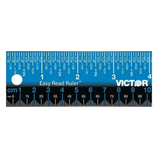 Victor Easy Read Stainless Steel Ruler Standard/Metric 18" Blue EZ18SBL image {2}