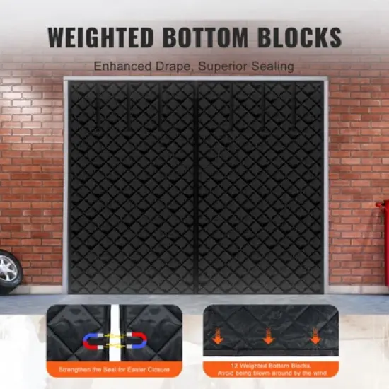 VEVOR Garage Door Screen for Winter, 10x8FT, Garage Door Insulation Kit, Magnetic Thermal Insulated Door Curtain with 300D Oxford Fabric, Black image {5}