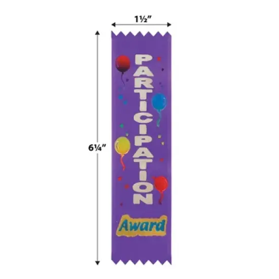 Beistle Participation Award Value Pack Ribbons, 1.5" x 6.25", (20/Pkg) Multicolored image {2}