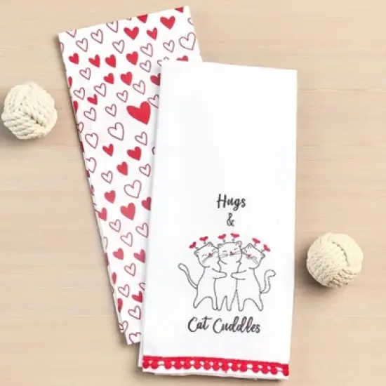 The Lakeside Collection Set of 2 Valentine's Day Embroidered Kitchen Towels image {4}