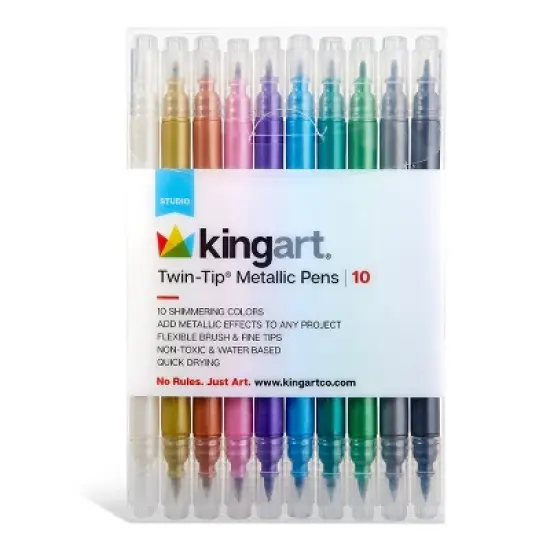 KINGART Twin-Tip Metallic Pens 10 Colors image {10}