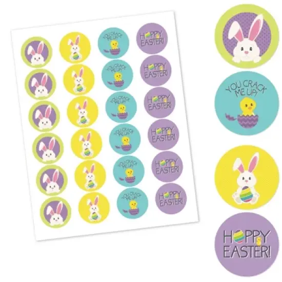 Big Dot of Happiness Hippity Hoppity - Assorted Easter Bunny Party Circle Sticker Labels - 24 Count image {2}