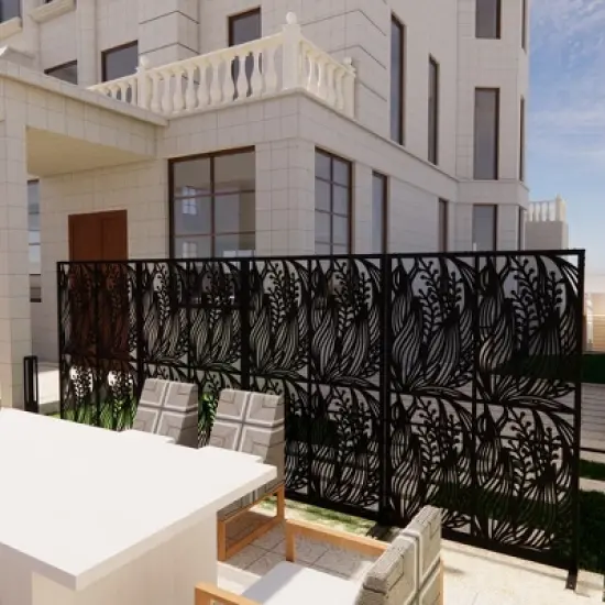 Dolonm Metal Privacy Screens  Free Standing Decorative Privacy Screen,Black Leaf Shape image {6}