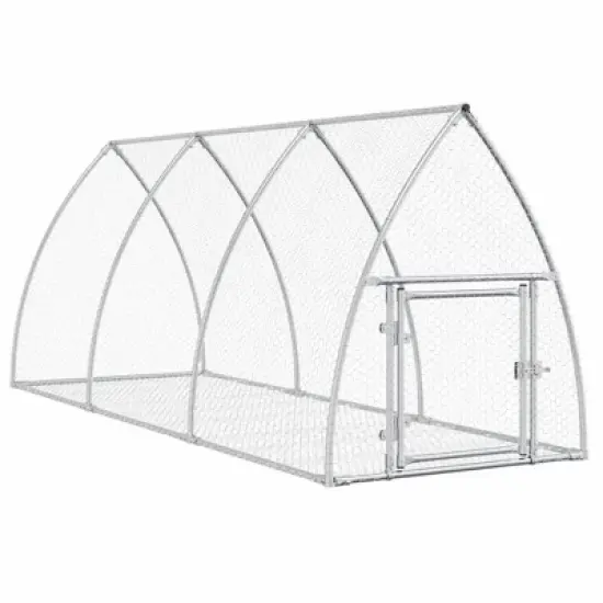 vidaXL Rabbit Hutch Bunny House Animal Enclosure Silver Galvanized Steel - 41.3" x 118.1" x 47.2" image {11}