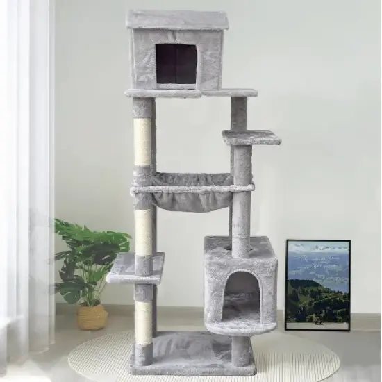 Multipet 63 Inches Multi-Level Large Cat Tree image {1}