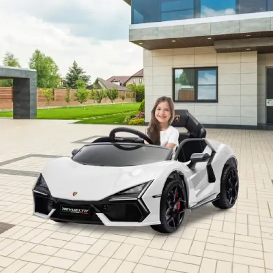 12V Kids Ride On Car with Remote Control, Battery Powered Sports Car Toy with Dual 25W Motors, Spring Suspension, Headlight, Music for Toddler 3+ image {14}