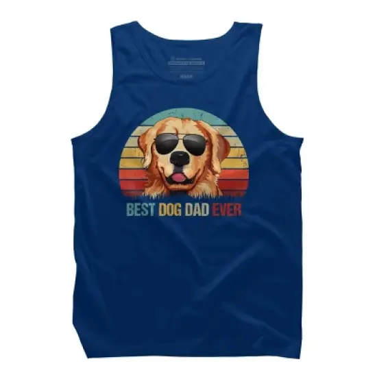 Men's Design By Humans Best Dog Dad Ever Golden Retriever By LuckyCharm99 Tank Top image {6}